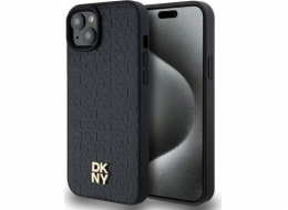 DKNY  DKHMP15MPSHRPSK iPhone 15 Plus / 14 Plus 6.7 černo/černé pevné pouzdro Kožený Monogram Vzor Kovové Logo MagSafe