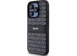 DKNY  DKHCP15XPRTHSLK iPhone 15 Pro Max 6.7 černo/černé pevné pouzdro Kožený mono pruh a kovové logo