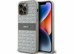 DKNY  DKHCP14LPRTHSLE iPhone 14 Pro 6.1 béžové/béžové pevné pouzdro Kožený mono pruh a kovové logo