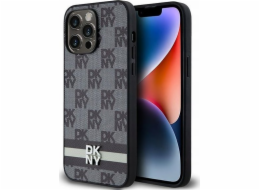 DKNY  DKHCP14XPCPTSSK iPhone 14 Pro Max 6.7 černo/černé pevné pouzdro Kožený kostkovaný mono vzor a tištěné pruhy