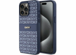 DKNY  DKHCP15XPRTHSLB iPhone 15 Pro Max 6.7 modro/modré pevné pouzdro z kůže Mono Stripe a kovové logo