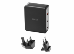 Nástěnná nabíječka Aukey PA-B7O, 1xUSB-A, 2xUSB-C, 140W GaN (černá)