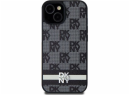 DKNY PU Leather Checkered Pattern and Stripe Zadní Kryt pro Samsung Galaxy S24 Black