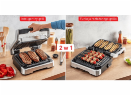 Tefal OptiGrill 2 v 1 GC772D30 Inox kontaktní gril, 2100 W, termostat, odkapávací nádobka, aplikace Tefal