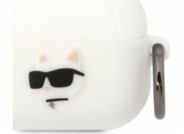 Karl Lagerfeld Pouzdro Karl Lagerfeld KLAPRUNCHH kryt Apple AirPods Pro bílá/bílá Silikonová hlava Choupette 3D