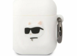 Karl Lagerfeld Pouzdro Karl Lagerfeld KLA2RUNCHH Apple AirPods 2/1 kryt bílý/bílý Silikonová hlava Choupette 3D