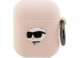 Karl Lagerfeld Case Karl Lagerfeld KLA2RUNCHP Apple AirPods 2/1 kryt růžový/růžový Silikonová Choupette Head 3D