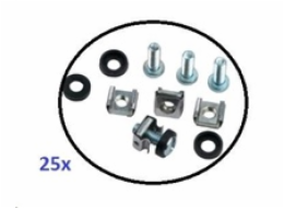 Montážní sada M6 do rozvaděčů - 25ks (100x šroubek + 100x matka + 100x podložka), délka šroubu 20mm