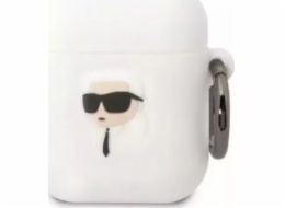 Karl Lagerfeld Ochranné pouzdro na sluchátka pro AirPods 1/2 kryt bílý/bílý Silikon Karl Head 3D