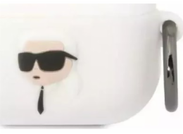 Karl Lagerfeld Ochranné pouzdro na sluchátka AirPods Pro bílá/bílá Silikon Karl Head 3D