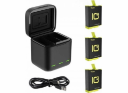 Tříkanálový nabíjecí box Telesin pro baterie GoPro Hero 9 / Hero 10 + 3 (GP-BNC-902-B)