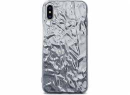 Pouzdro na iPhone X Puro Glam Metal Flex Cover, stříbrné