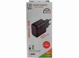 Nabíječka 2GO 2GO Netz-Ladegerät 100V-240V 2x USB typ C 3000mA schwarz