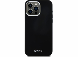 DKNY  DKHMP14XSMCHLK iPhone 14 Pro Max 6.7 černo/černé pevné pouzdro Tekutý silikon Malé kovové logo MagSafe