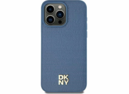 DKNY  DKHMP15SPSHRPSB iPhone 15 / 14 / 13 6.1 modro/modré pevné pouzdro Kožený vzor Kovové logo MagSafe