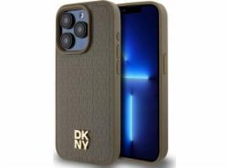 DKNY  DKHMP15XPSHRPSW iPhone 15 Pro Max 6.7 hnědé/hnědé pevné pouzdro Kožený vzor Kovové Logo MagSafe