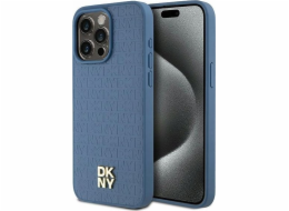 DKNY  DKHMP15XPSHRPSB iPhone 15 Pro Max 6.7 modro/modré pevné pouzdro Kožený Monogram Vzor Kovové Logo MagSafe