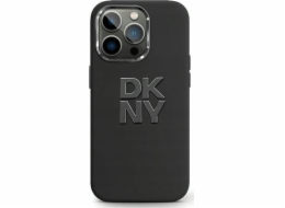 DKNY  tekuté silikonové kovové logo – pouzdro na iPhone 15/14/13 (černé)