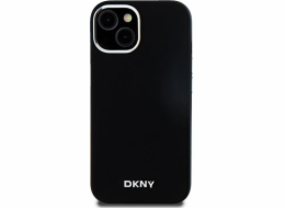 DKNY  DKHMP14SSMCHLK iPhone 14 / 15 / 13 6.1 černo/černé pevné pouzdro Tekutý silikon Malé kovové Logo MagSafe