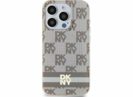 DKNY  DKHMP15SHCPTSE iPhone 15 / 14 / 13 6.1 béžový/béžový pevný obal IML kostkovaný mono vzor a tištěné pruhy MagSafe