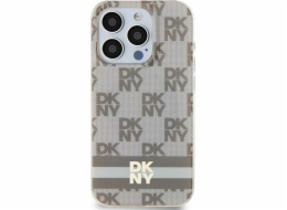 DKNY  DKHMN61HCPTSE iPhone 11 / Xr 6.1 béžový/béžový pevný obal IML kostkovaný mono vzor a tištěné pruhy MagSafe