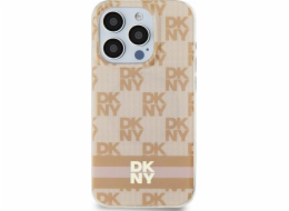 DKNY  DKHMP15SHCPTSP iPhone 15 / 14 / 13 6.1 růžové/růžové pevné pouzdro IML kostkovaný černobílý vzor a tištěné pruhy MagSafe