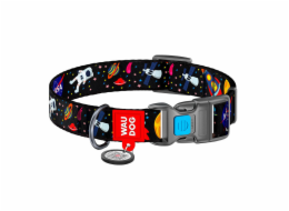 Nylon dog collar with QR code Waudog "NASA" size L