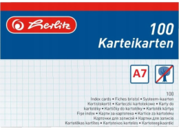 Herlitz kartotéční lístky 100 kusů čtverečkovaných A7, papír