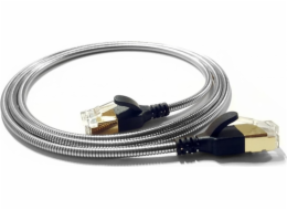 Wantec wantecWire Patchkabel gepanzert CAT6a 3,8mm stříbrná 0,3m