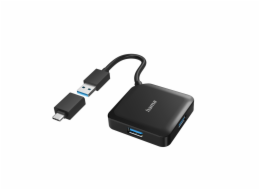 Hama USB hub, 4 porty, USB 3.2 Gen 1, USB-C adaptér