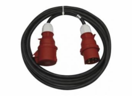 3 fázový venkovní prodlužovací kabel 10m / 1 zásuvka / černý / guma / 400 V / 2,5mm2