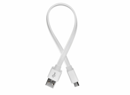 ColorWay USB - microUSB kabel 25cm, plochý, bílá