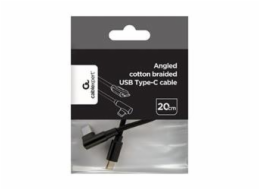 GEMBIRD Angled cotton braided USB Type-C male-male charging data cable 0.2 m black