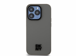 DKNY PU Leather Stack Logo Magsafe Zadní Kryt pro iPhone 15 Pro Grey