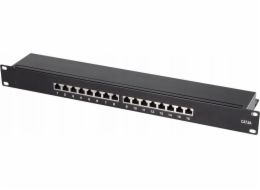 LogiLink 19 Cat.6A Patchpanel, 16 portů, černý, 1 HE