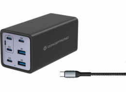 Conceptronická nabíječka CONCEPTRONIC Ladegerät 6Port 200W, 4xUSB-C,2xUSB-A +3-v-1 sw