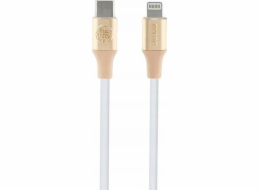 Kabel USB s logem Guess  Ebossed – kabel USB-C na Lightning certifikovaný MFi 1,5 m (zlatý)