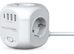 Realpower  Steckdosenwürfel PowerBox 431 + 3xUSB-A / 1xUSB-C