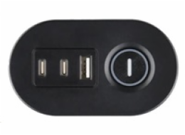 Viking síťová prodlužovací zásuvka R33S, 3x AC 230V, 1x USB-A, 2x USB-C, délka 1,4 m