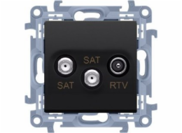 Kontakt-Simon Dvojitá satelitní anténní zásuvka SAT-SAT-RTV (modul), 1x vstup: 5 MHz-2,4 GHz, matná černá, SIMON10