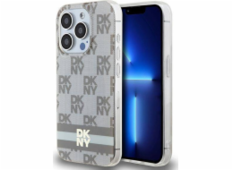 DKNY  DKHMP15LHCPTSE pevný obal na iPhone 15 Pro 6.1 béžový/béžový IML kostkovaný mono vzor a tištěné pruhy MagSafe