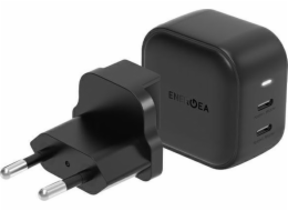 Nabíječka Energea Nabíjení ENERGEA. síť. 2xUSB-C PD-PPS 45W 2C černá/černá US+EU Travelite GAN45