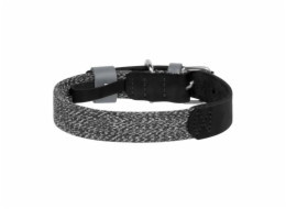 Dog collar made of natural leather and recycled material with QR code Waudog size M, width 20 mm, black