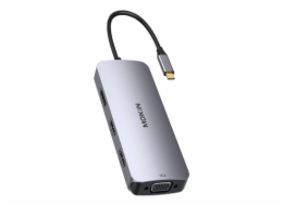 HUB 8in1 MOKiN USB-C VGA+2xHDMI (silver)