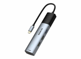 HUB 5in1 MOKiN USB-C PD 3.0 100W (silver)