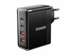 Wall charger, Essager, ECT2CA-QYB01-Z, 2xUSB-C, 2xUSB-A, 100W (black)