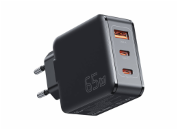 Wall charger, Essager, ECT2CA-JZB01-Z, GaN, USB-A, 2xUSB-C, 65W (black)