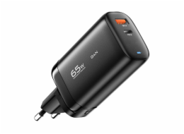 Wall charger, Essager, ECTAC-MYB01-Z, GaN,  USB-C, USB-A, 65W (black)