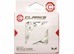 Clarks Clarks C410AR Bicycle Chain, 1-řadová jednorázová rychlost, 112 buněk, 1/2x1/8, klip, antikorrozivní, stříbro