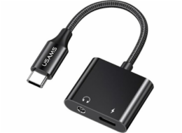 Usams  AU15 USB adaptér USB-C adaptér - 3,5m jack DAC + USB-C PD60W černá/černá SJ598YPTC01 (US-SJ598)